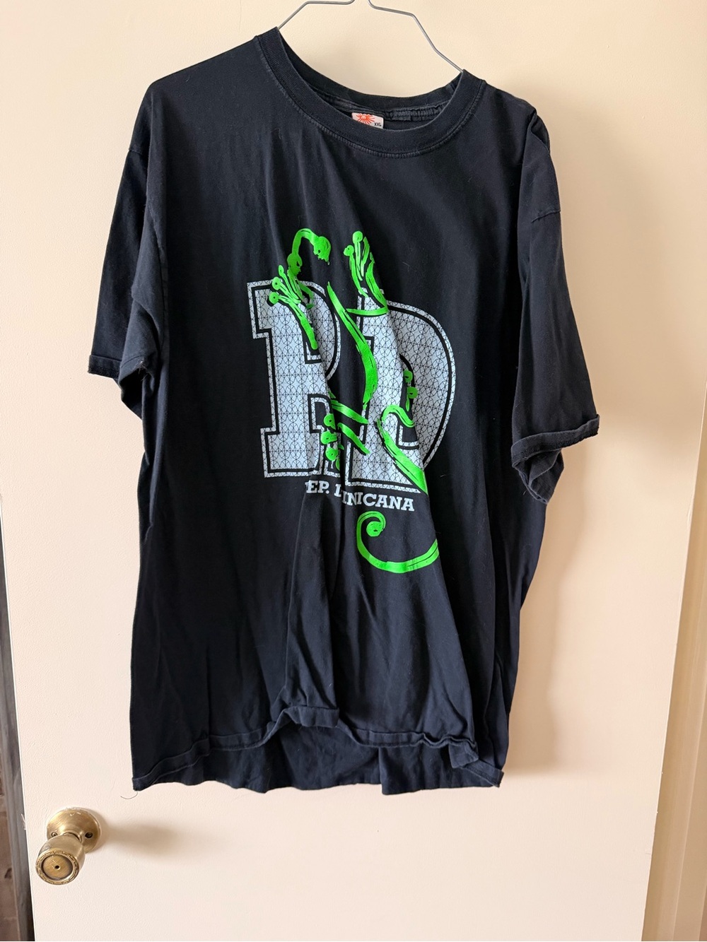 Black Reptile Graphic Tee with Neon Green Design -